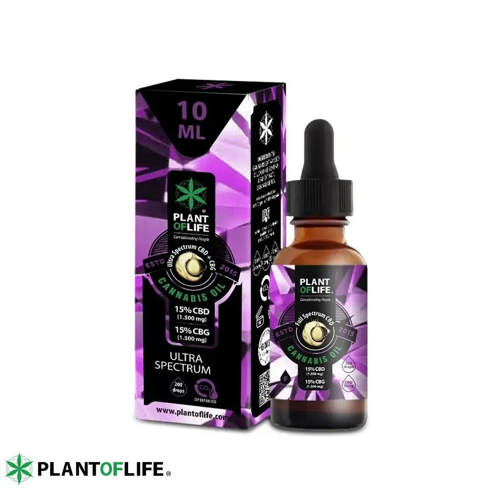 huile cbd 15% cbg 15% ultra spectrum 10ml plant of life